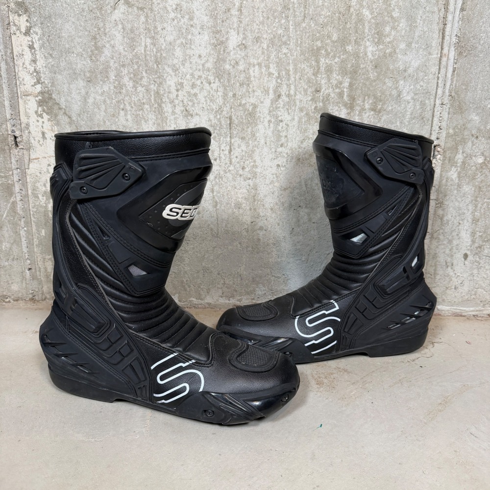Sedici Corsa Mens Black Leather Motorcycle Racing Boots Size 43 US 10